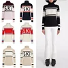 Autumn/Winter New Knitted Sweater Jacquard Letter Stripe Turtleneck Top Slim Versatile Soft Warm Couple Model Women's Sweater 1