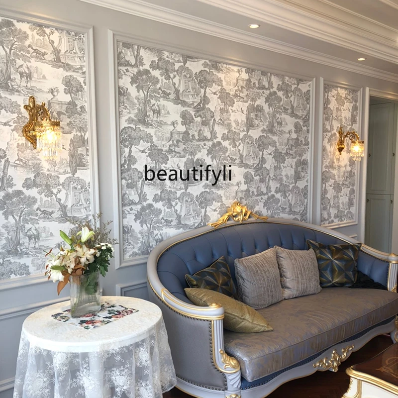 

CXH French Crystal Bedroom Background Wall Bedside Retro Stair Mirror Luxury