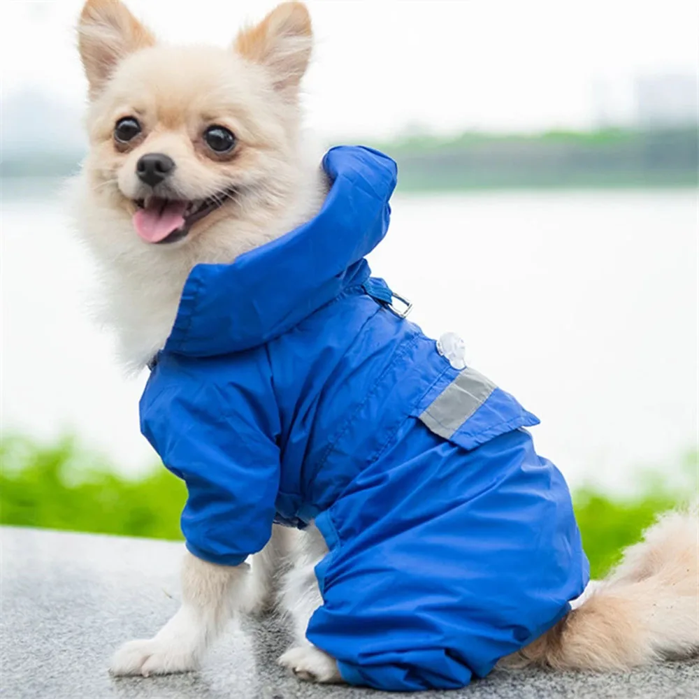 Dogs Raincoat Adjustable Puppy Dog Raincoat Waterproof 4 Legs Raincoat