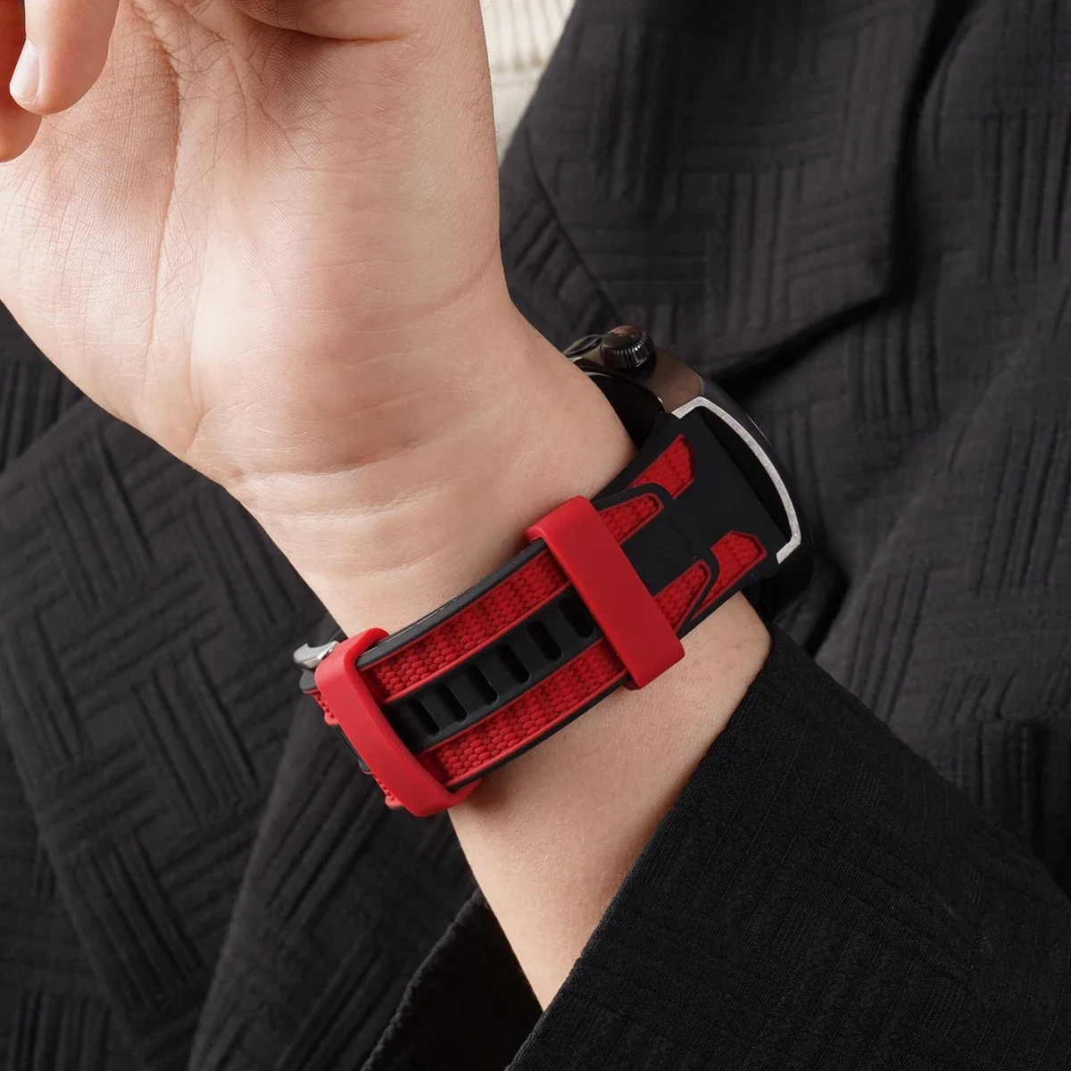 Colorful 22mm Silicone + Nylon Watch Strap - Vibrant Replacement Watchband Bracelet