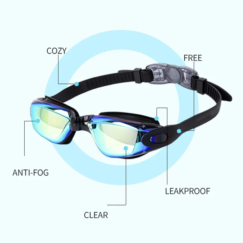 Swimming Goggles Professional Swimming Goggles Men Women Waterproof Anti-Fog UV Protection Pool Swim Glasses for Adults Water Eyewear Adjustable