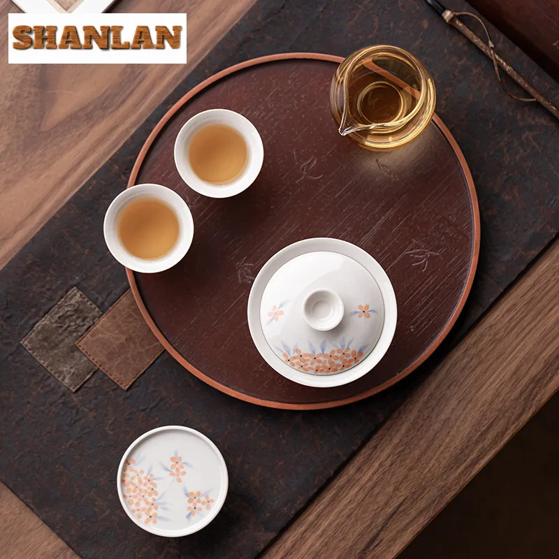 Hand-Painted Apricot Blossom Tea Set Full Collecti...