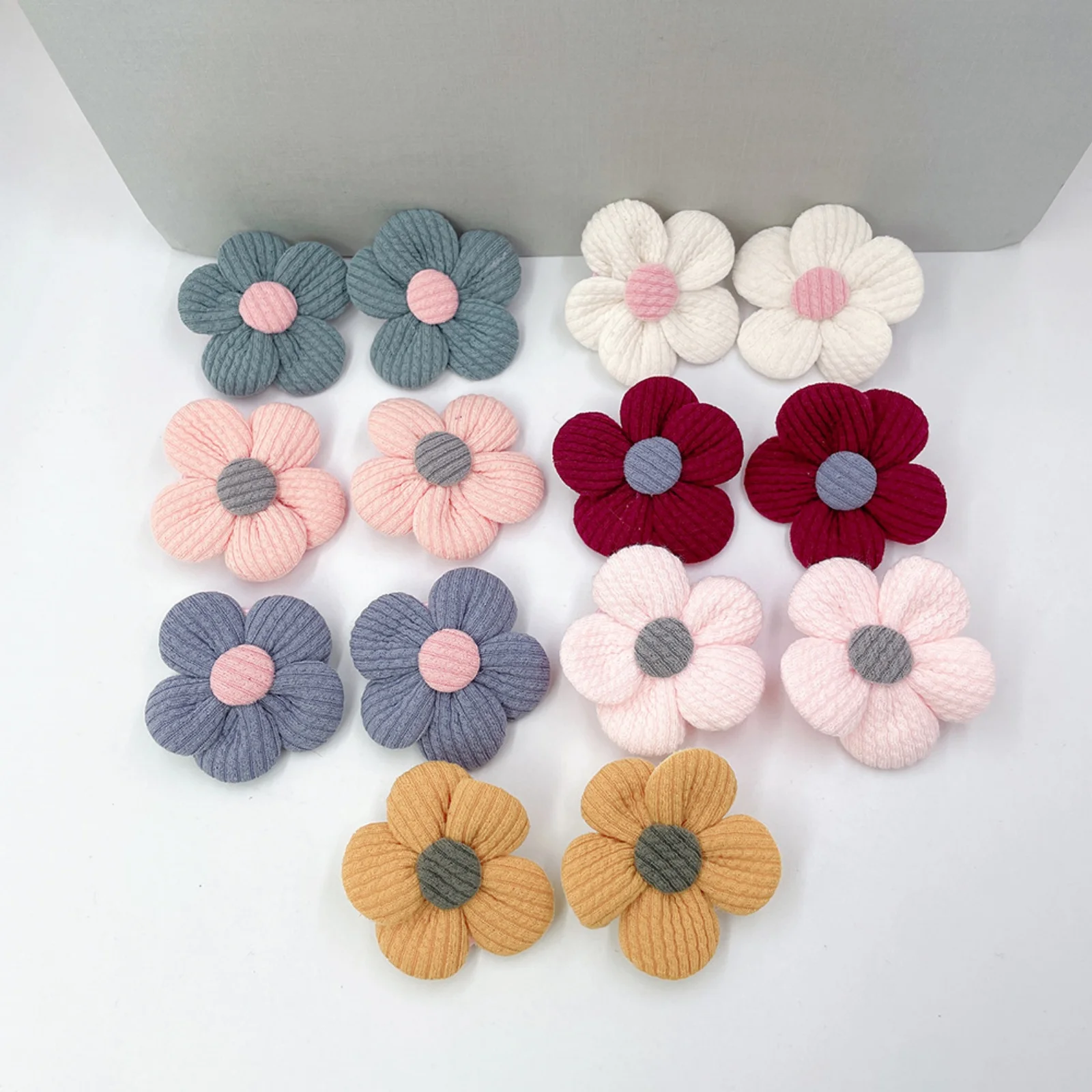 7/14Pcs Set Children Cute Fabric Flower Hair Clip Hair Accessories Sweet Girl Hairpins Baby Headdress Barrettes Kids Headwear