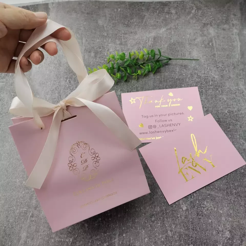 500 teile/los Band Bogen Papier Taschen mit Griffen Angepasst