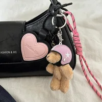 Fashion helmet small pendant leather bag decoration hiking rope keychain bag decoration hanging chain 1