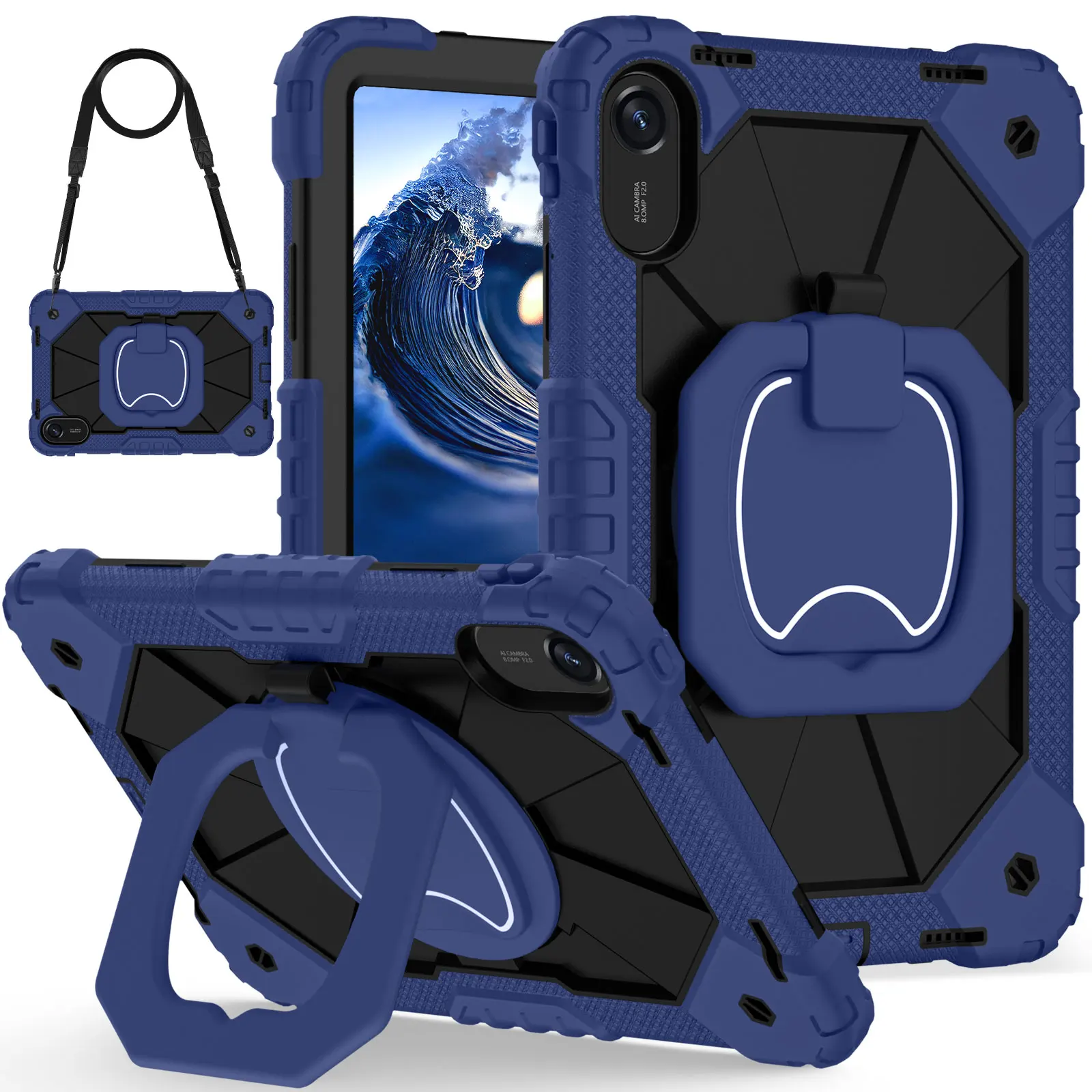 Heavy Duty Shockproof Rotating Stand Case with Shoulder Strap