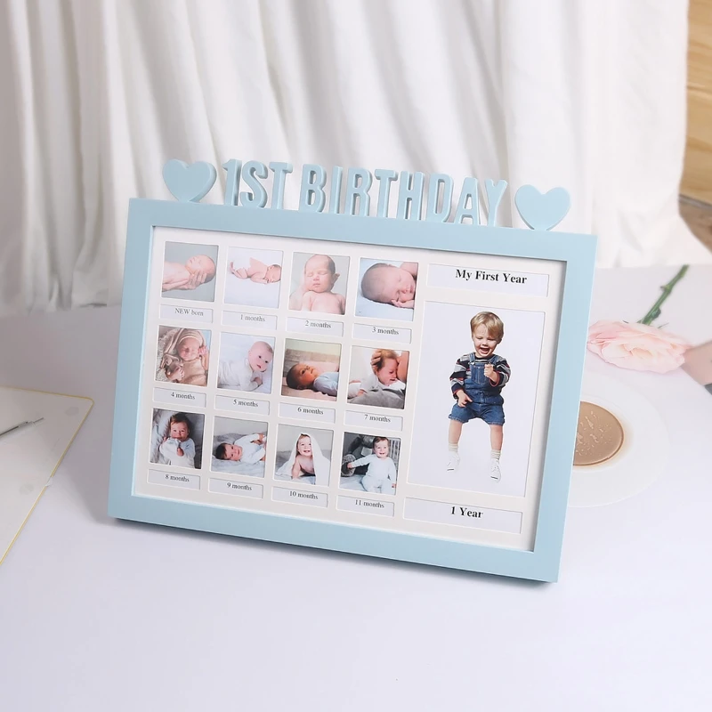 크리 에이 티브 첫 해 사진 순간  기념품 프레임 DIY 0-12 개월 그림 디스플레이 플라스틱 콜라주 프레임 메모리 Gif D5QA