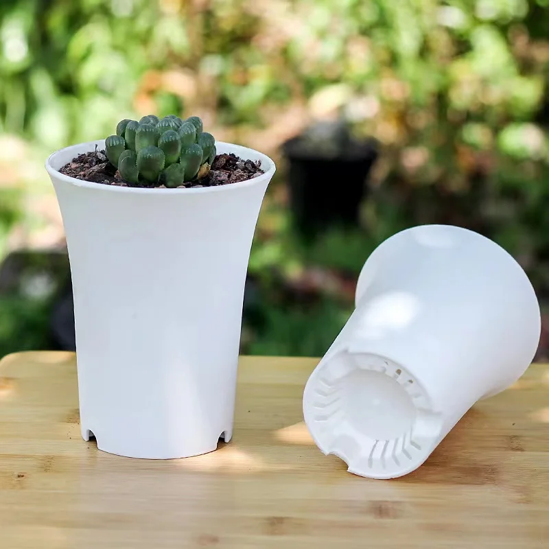 2-10Pcs Round Thickened Flowerpot Hydroponic Flower Pot Flower Pot Plant Pot Deepened Succulent Flower Nursery Pot White/Black Plant Vientiane Basin Home Garden Decoration