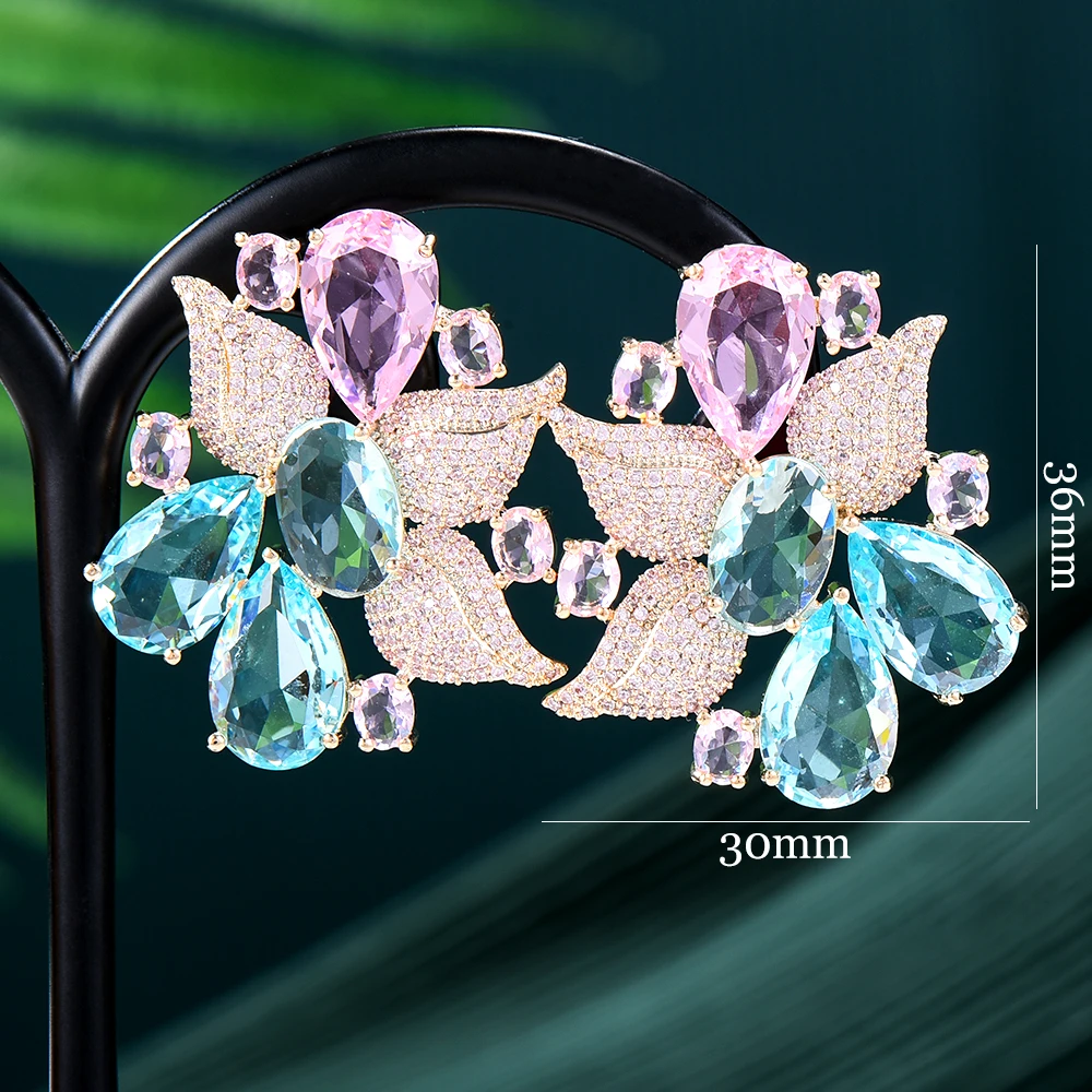 Missvikki Luxury Shiny  Earrings Trendy Cubic Zircon Romantic Sweet High Quality for women Wedding Engagement Party JEWELRY GIFT
