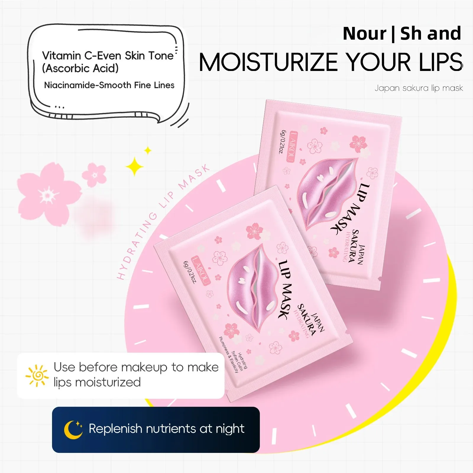 Japan Sakura Collagen Lip Mask Moisturizing Firming Deeply