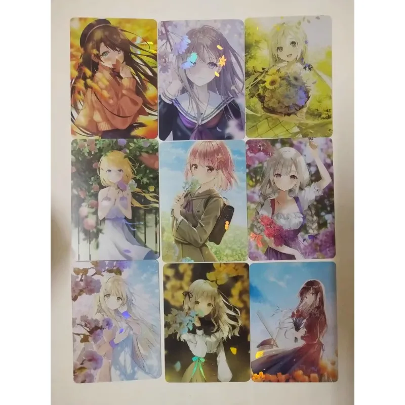 

9pcs/set anime animation DIY game peripheral series Kawaii flowery girl beach girl flash card size 88*63mm toy birthday gift