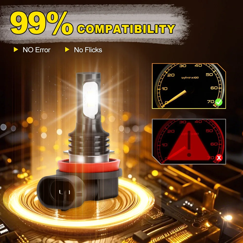 2개입 H8 H9 H11 LED 캔버스 H4 H3 H7 9005 9006 Hb4 자동차 CSP LED 안개등 헤드라이트 전구 6000K 백색 자동차 안개등 주간 주행등