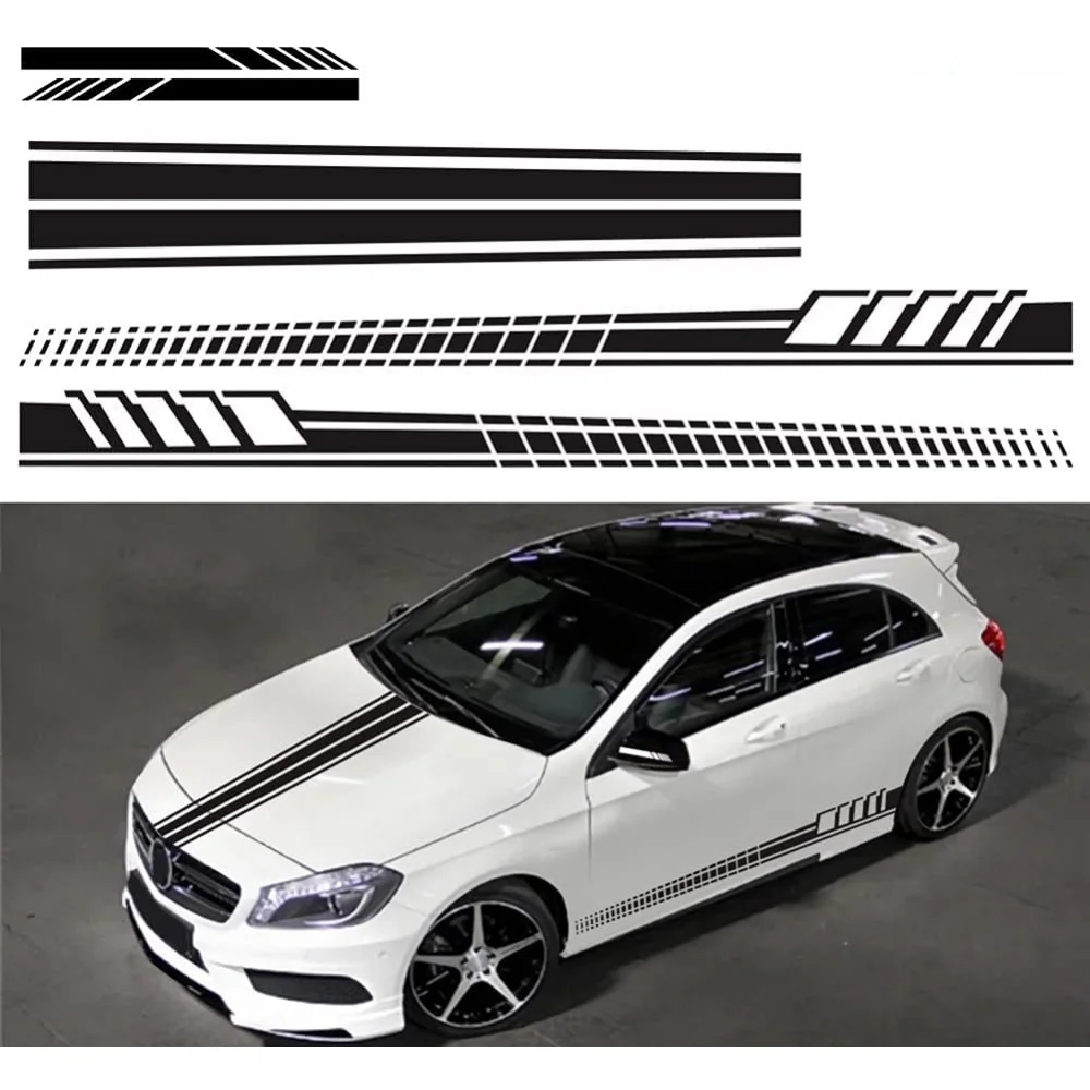 

5 Pieces Vinyl Car Side Sticker Long Stripe Auto Body Racing Sports Decals Universal Car Truck DIY Decal Stripe Fashion Stickers