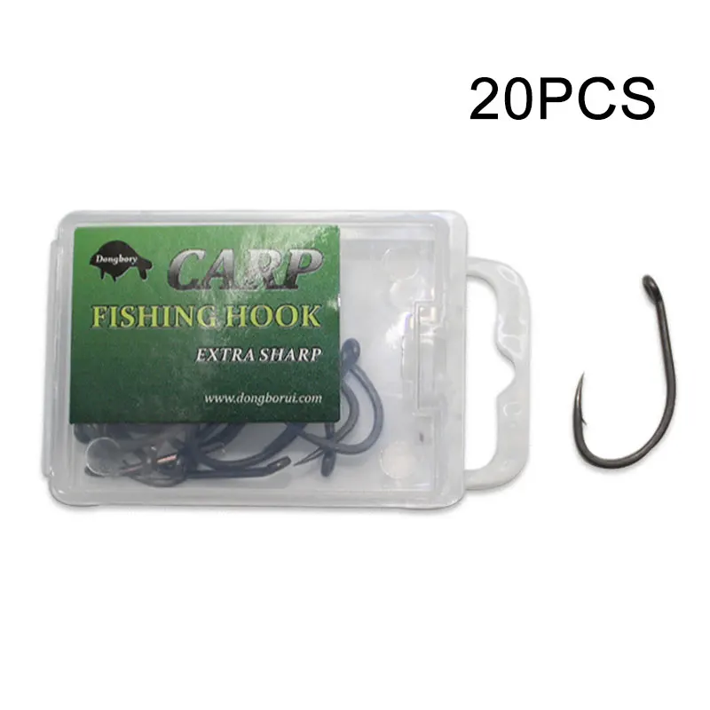 20PCS Carp Fishing Hook Matt Black Krank Shank Hook Super Shar Line  Accessories Carp Fishing Terminal Feeder Tackle Equipment