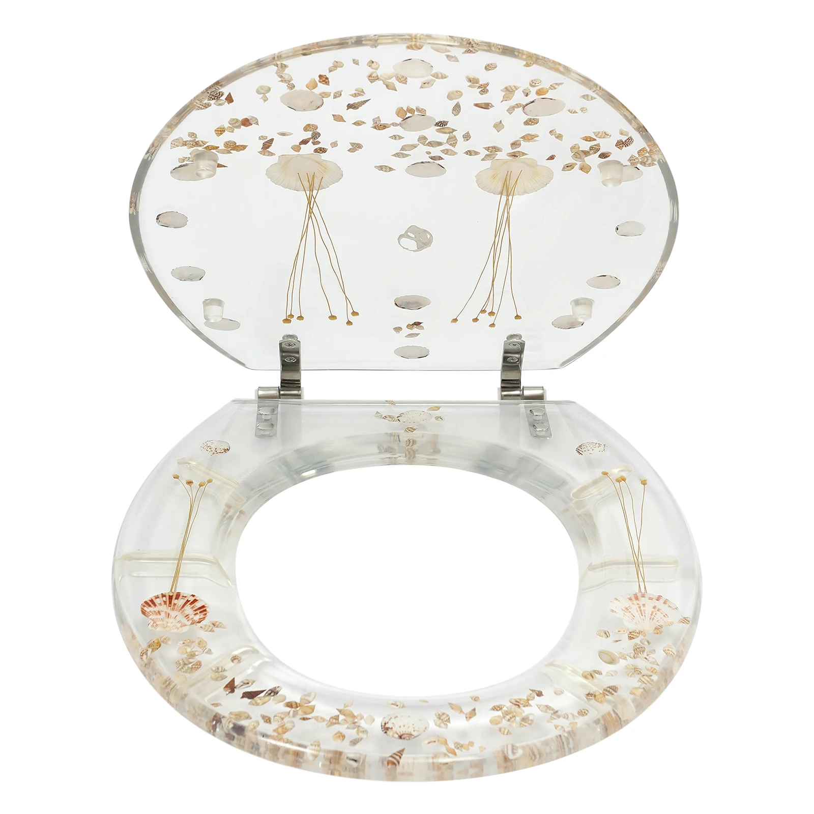 Toilet Seat Transparent Dried Flower Designs Silent Resin Commode Seat