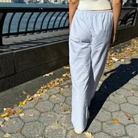 Women Casual Loose Pants Elastic Waist Stylish Straight Pants Spring Summer Drawstring Lace-up Wide-leg Trousers 2024 - Image 4