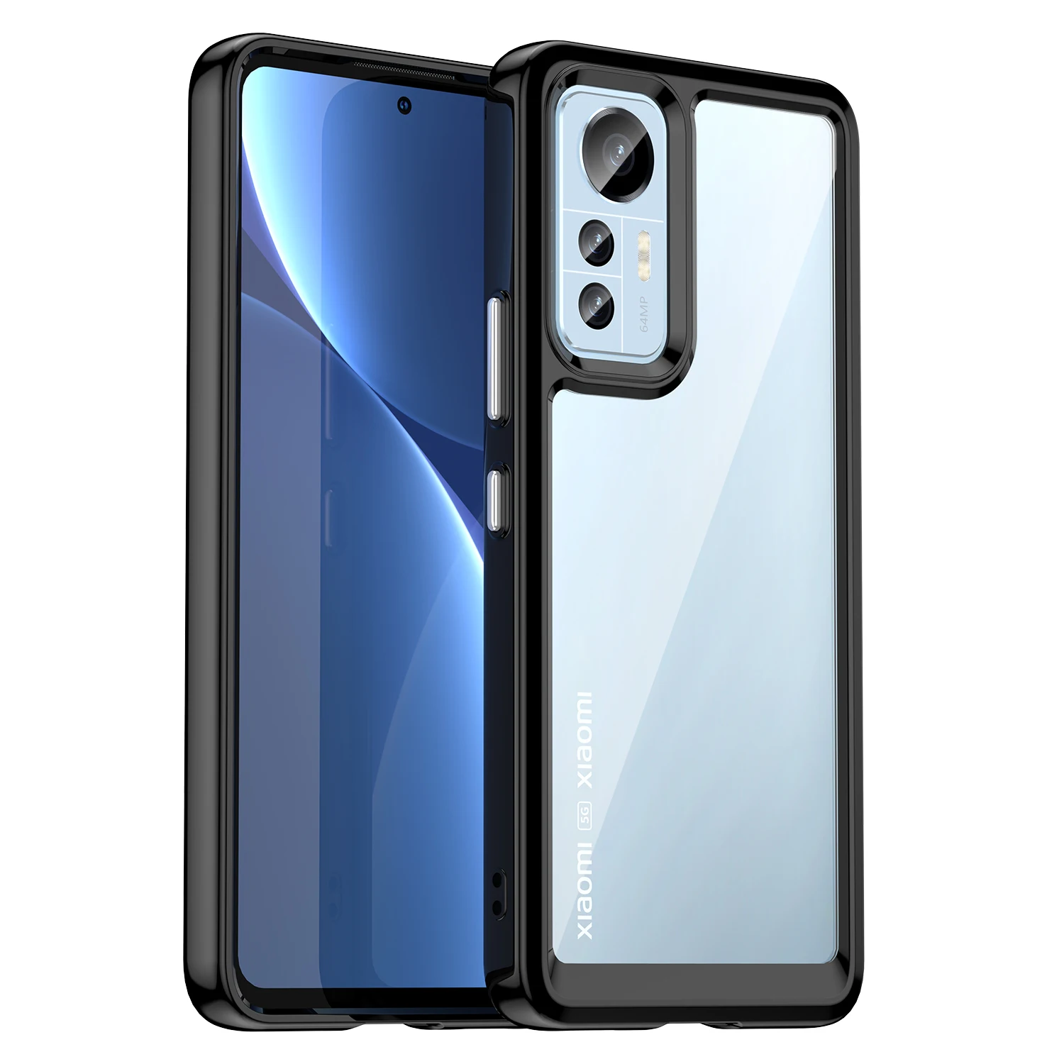 Cover Per Xiaomi 12 Pro / 12S Pro Con Sportello Scorrevole Proteggi Fotocamera | Custodia Robust Con Anello Porta 360° E Supporto | Anticaduta Morbida E Rigida, Nero - 2