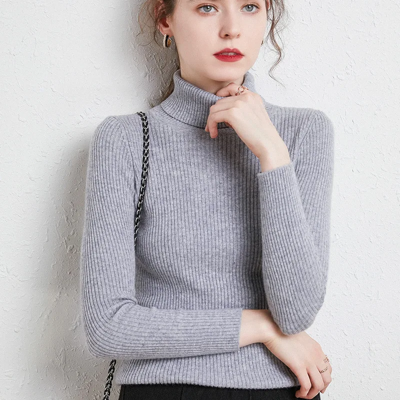 

Solid Color Casual Fashion Sweater Women's Autumn and Winter Long Sleeve Turtleneck Slim Pullover