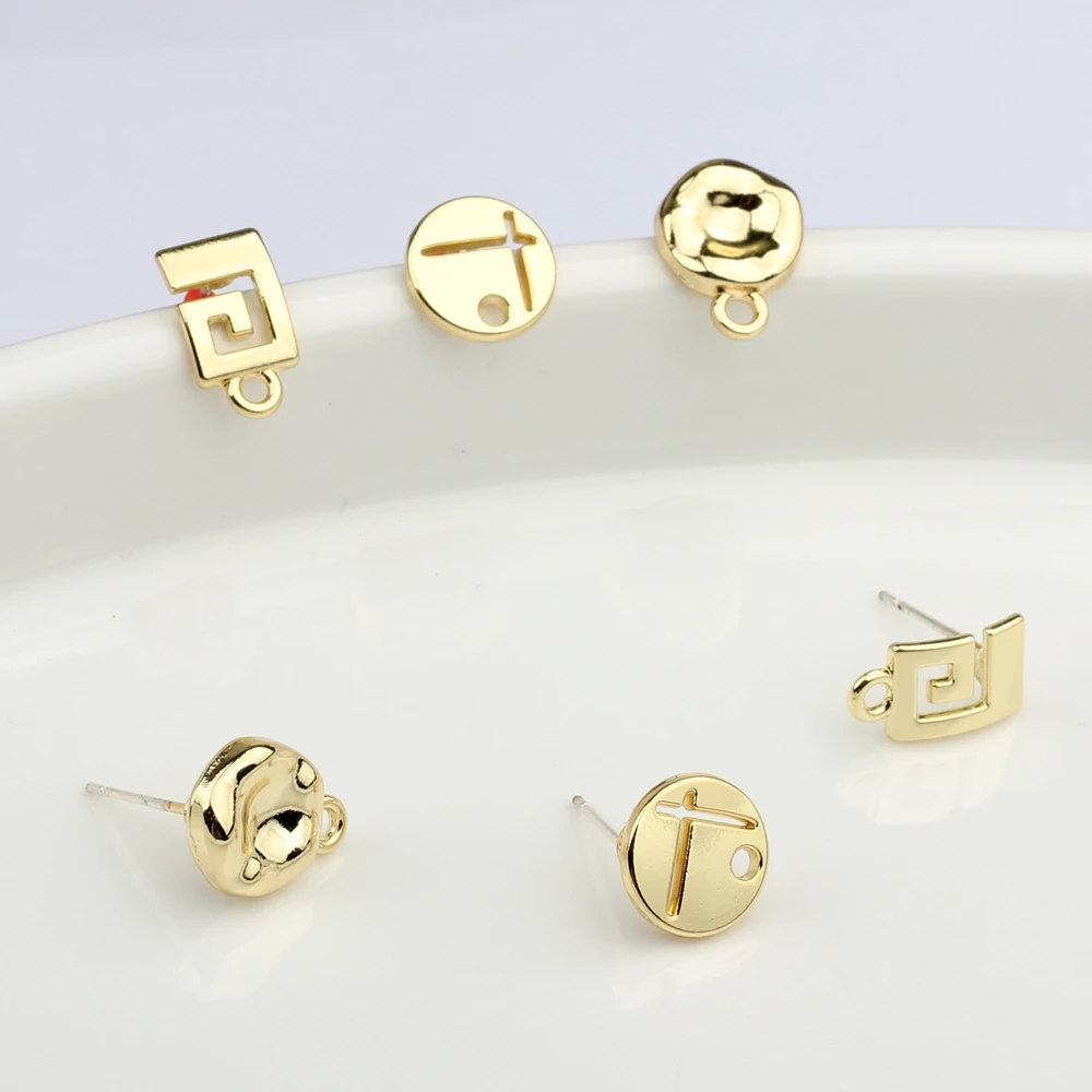 Zink-legierung Stud Ohrringe Einfache Runde Geometrie Basis Ohrringe Anschlüsse 10 teile/los Für DIY Ohrringe Schmuck Zubehör