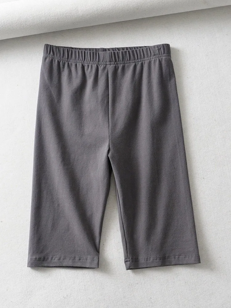 sexy women cotton high waist elastic pure color slim Knee-Length bike shorts female 4