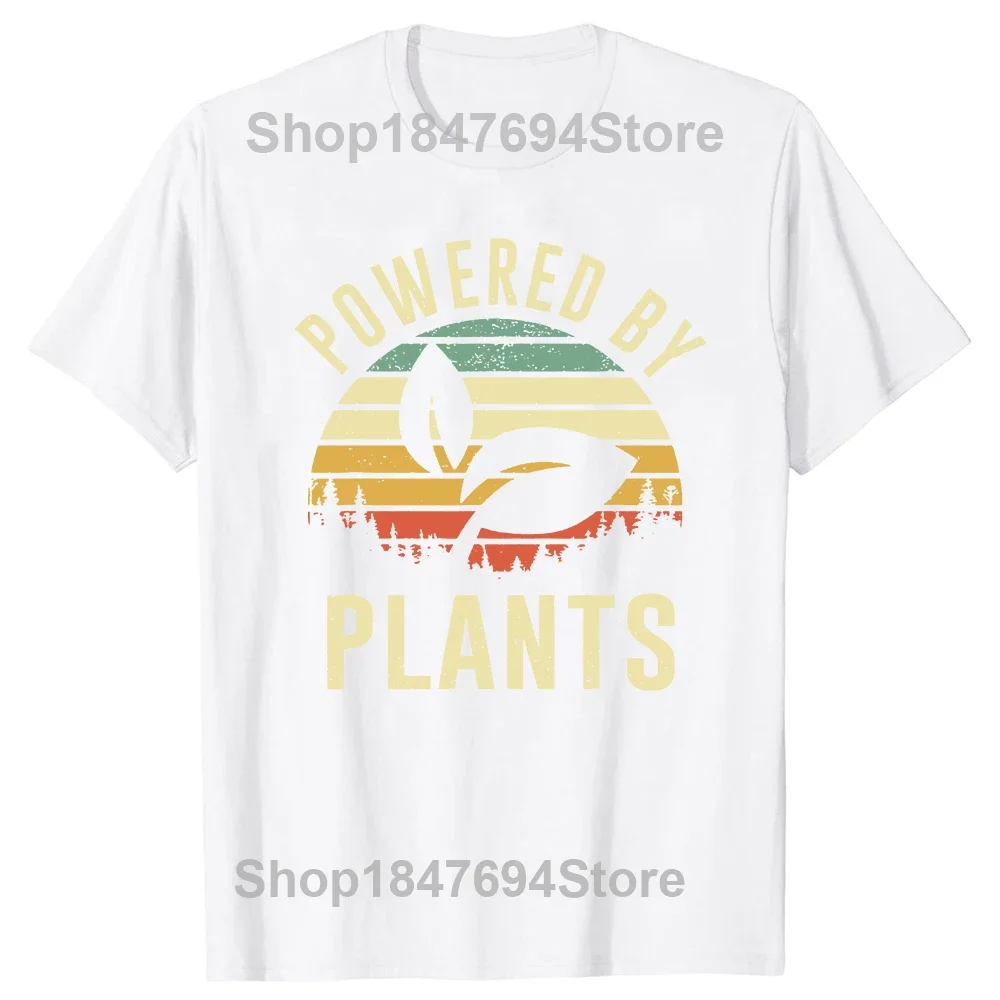 Vintage Vegetarian Graphic Cotton T-Shirt - Funny Plant-Powered Design, Men's Summer Clothing & Birthday Gift