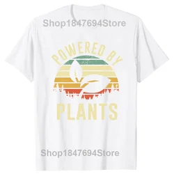Vintage Vegetarian Graphic Cotton T - Shirt - Funny Plant - Powered Design, Men's Summer Clothing & Birthday Gift - M (WHITE)