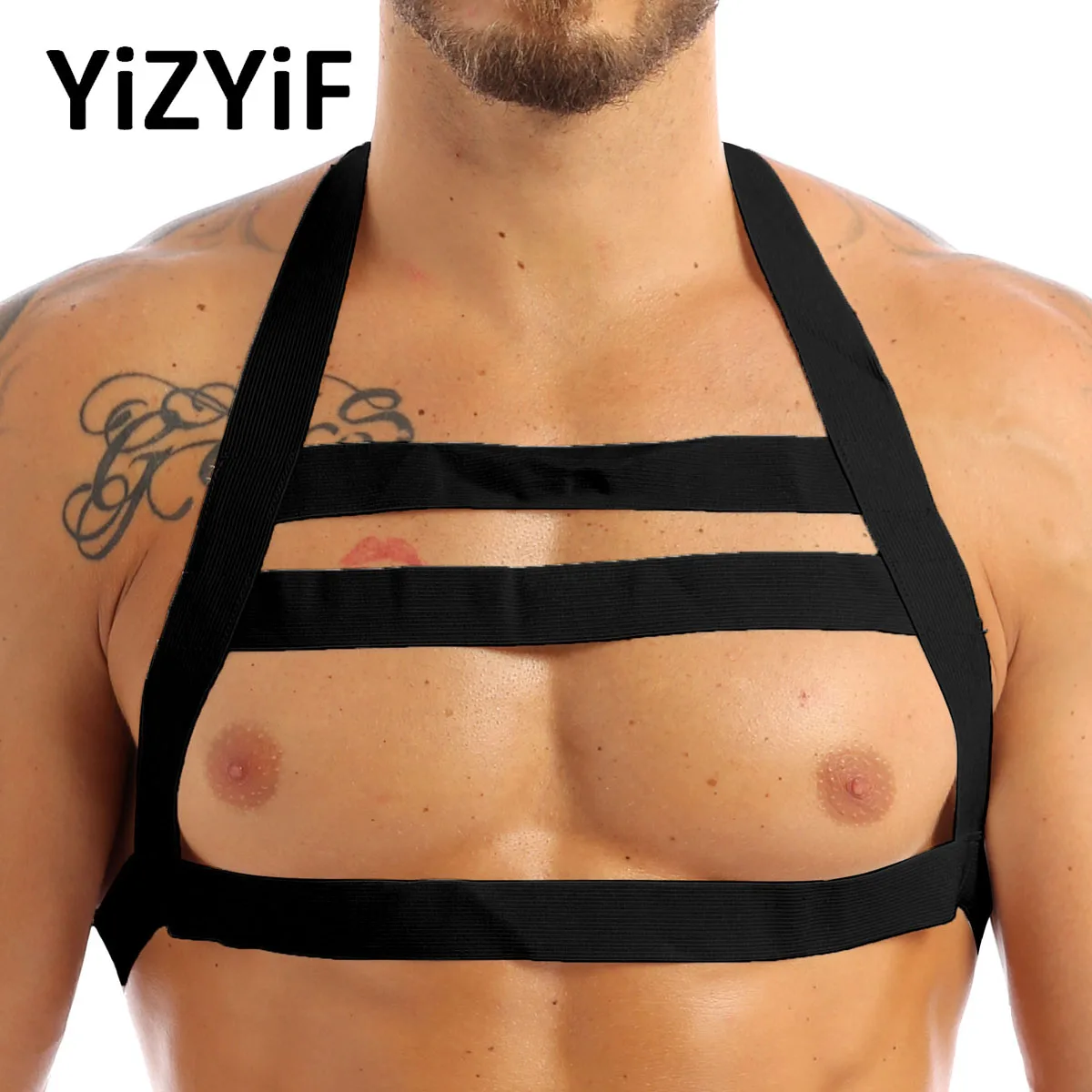 Men's Chest Harness Belt Nylon Halter Neck Sexy Elastic Straps Night Club Party Costume Belts Mens Bondage Lingerie Men Chest Harness Belt