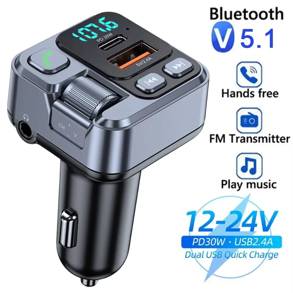 Bluetooth FM Transmitter and Car Audio Enhancer with Hands-Free Calling and USB Charger