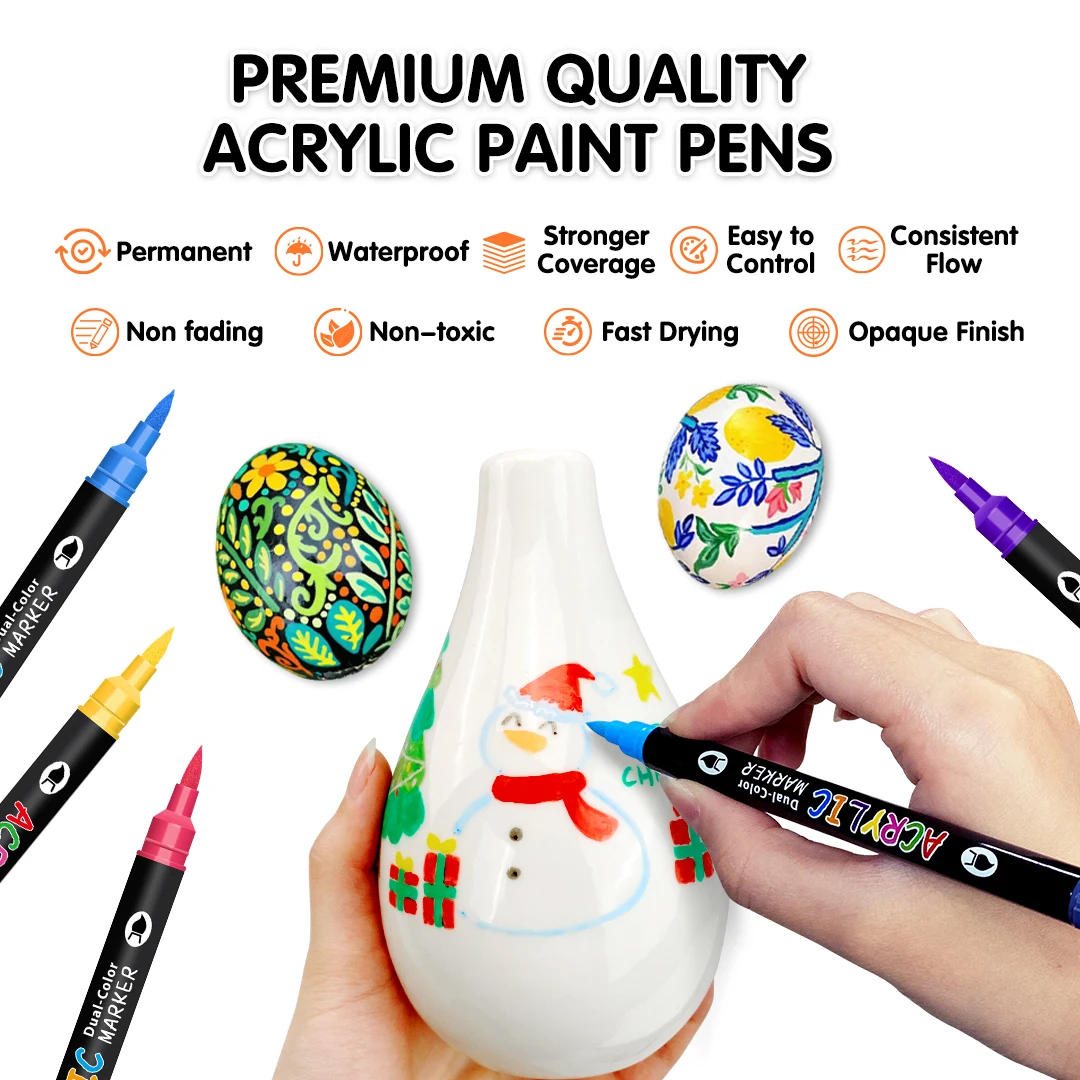 Vibrant 48-Color Dual Tip Acrylic Paint Pens Set