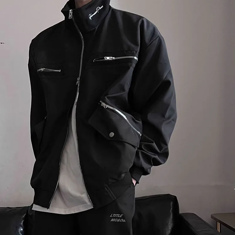 

2023 American Fashion Streetwear Bomber Jacket Men Techwear Coat Autumn Casual Varsity Jacket Tops Harajuku Korean Men Clothing