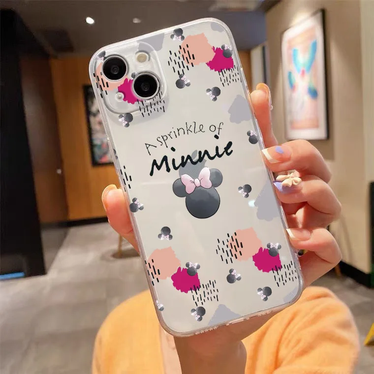 thumbnail image 1 of Cute Disney Mickey Minnie Phone Case For Apple iPhone 15 14 13 12 11 Pro Max mini XS XR X 8 7 6S 6 5S Plus Transparent Cover, 1 of 5