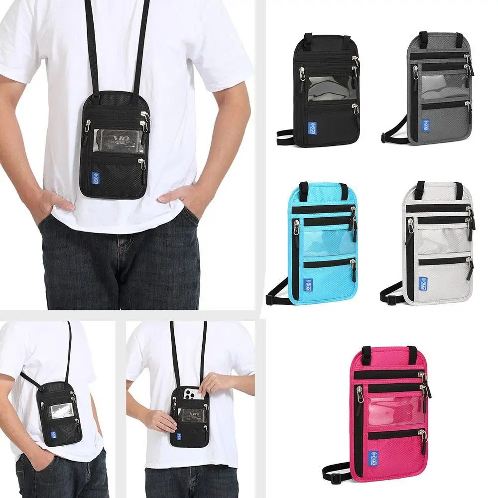Borsa Porta Passaporto RFID Impermeabile Multitasche Antifurto con Tracolla Regolabile per Documenti e Passaporto