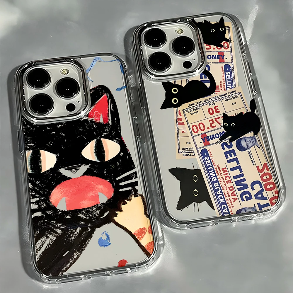 Charming Angry Black Cat Transparent Phone Case - Soft Silicone TPU Back Cover