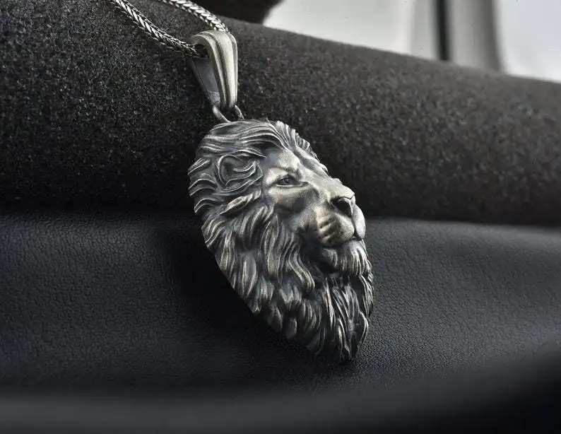 男性のためのライオンの頭の形をした金属製のペンダント付きネックレス,ヒップホップスタイル,ヨーロッパとアメリカでパーソナライズされたジュエリーアクセサリー,ギフト  - AliExpress