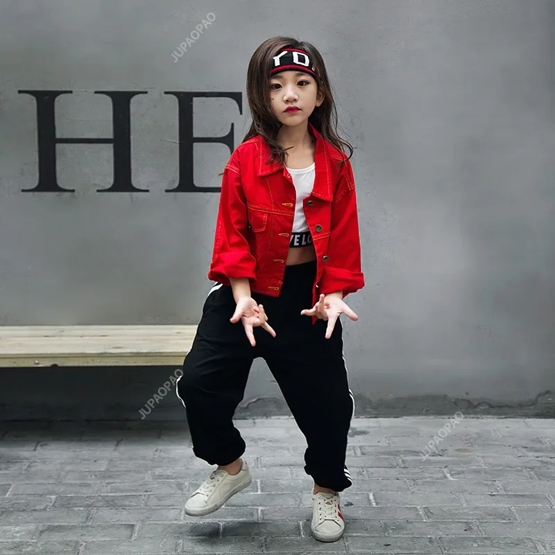 Ropa de baile de Jazz de Hip-hop para niños, traje de pantalón de