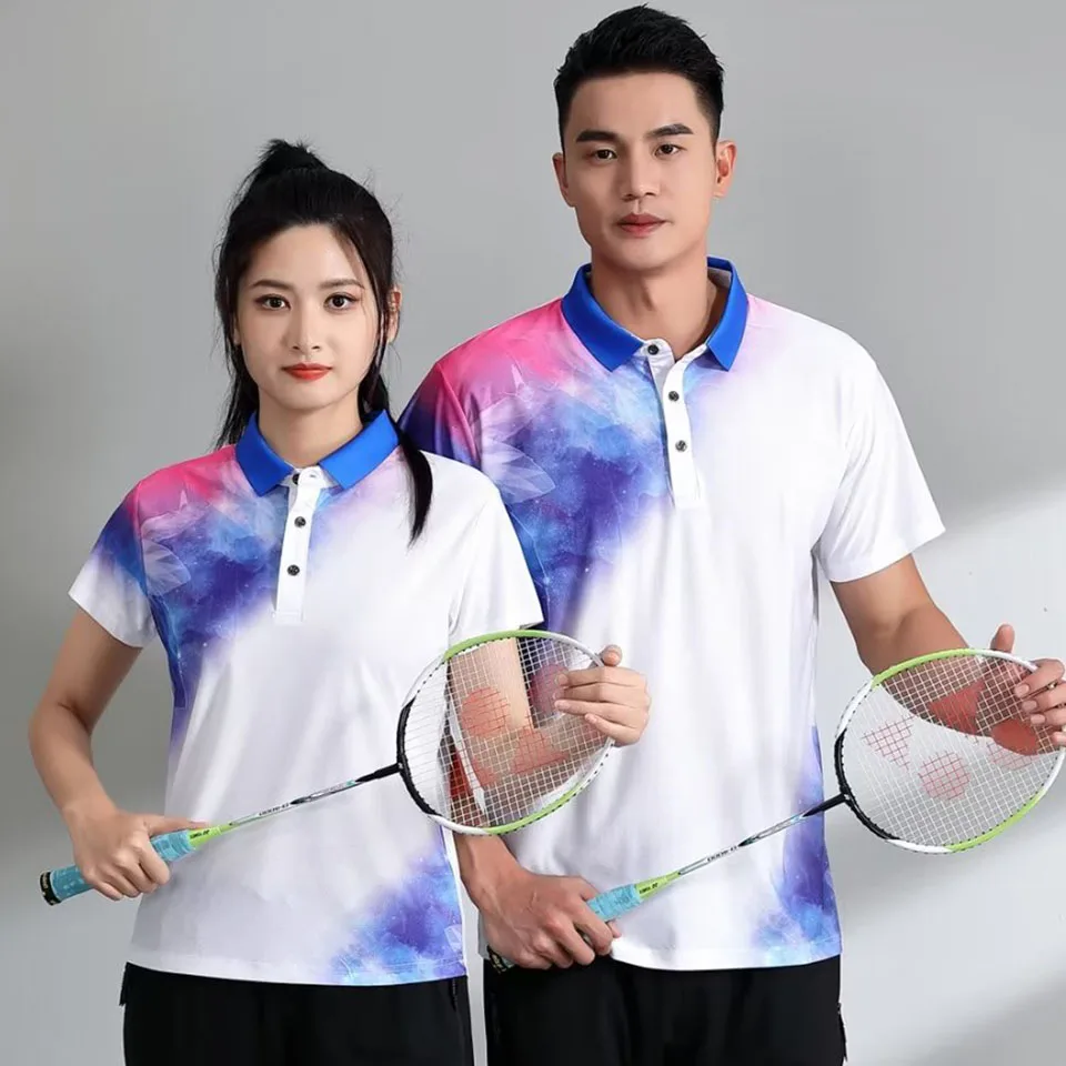 

Men Women Tennis Badminton T-shirt Uniform Quick Dry Short Sleeve Sports Shirt Summer Ping Pong Volleyball Table Tennis Jersey