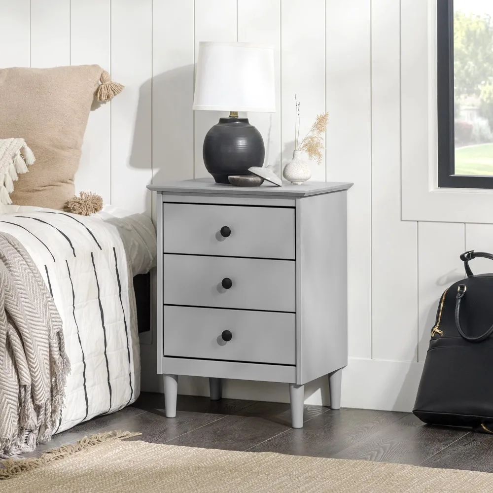 

Side Table, Madeline 3-Drawer Nightstand, Wooden Nightstands