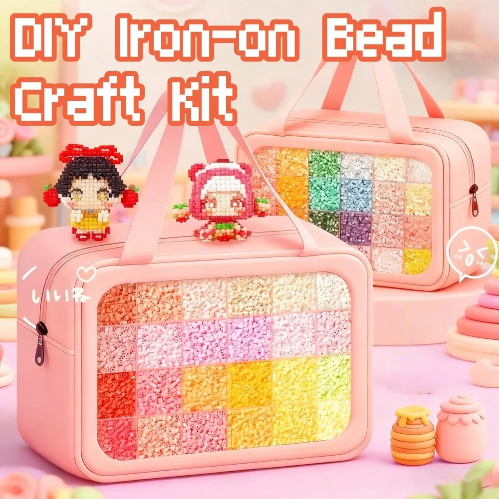퍼즐 픽셀 아트 24/48색 다리미로 붙이는 비즈 공예 키트 DIY 다리미질 종이 펄러 아이언 페그보드 시트 퓨즈 비즈 교육용 장난감