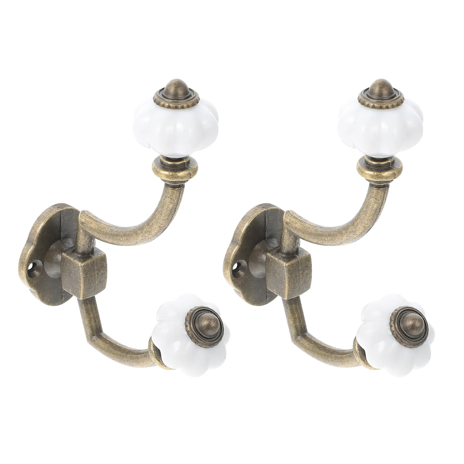 

2 Pcs Clothes Hangers Coat Hook Hat Hooks Coats Alloy Decorative Retro Style Punch Wall Zinc