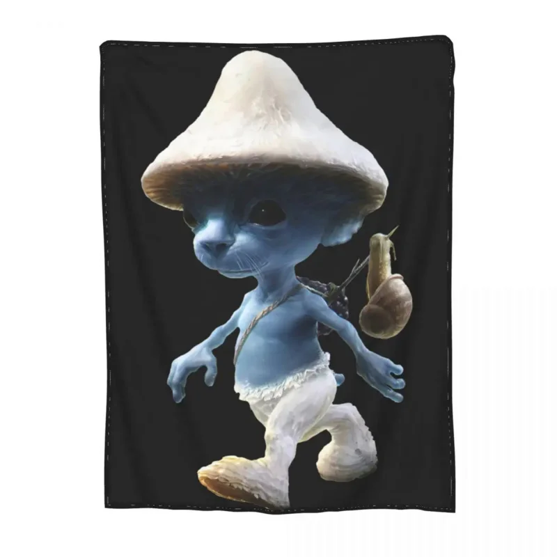 

Blue Meme Shailushai Merchandise Blanket Fleece Home Cartoon Mushroom Cat Throw Blankets Relax Warm For Outdoor Bedspread