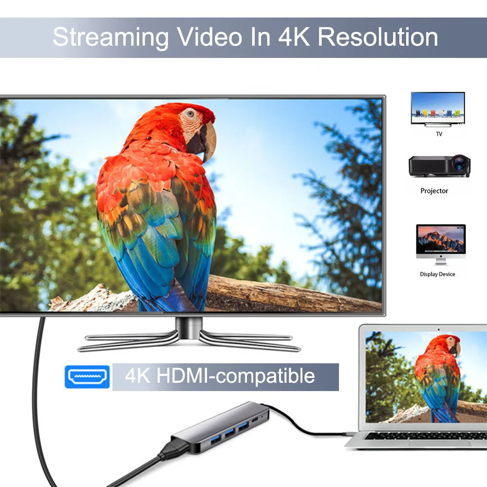 USB 3.0 Type C to HDMI-compatible PD Charge Docking Station USB C Hub 3.0 Adapter for Macbook Air iPad Laptop PC Type-C Splitter 2