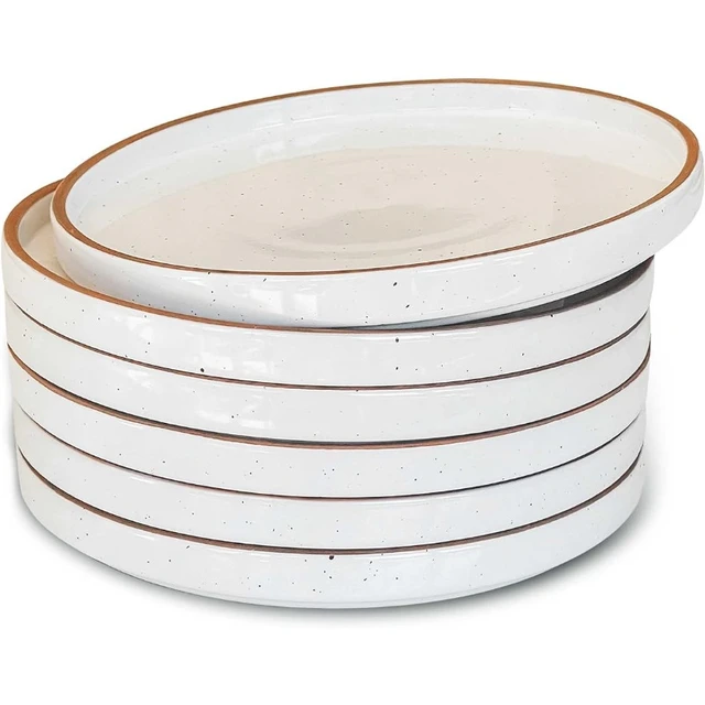 Mora Ceramic Flat Plates Set of 6-8 in - The Dessert, Salad, Appetizer,  Small Lunch, Etc Plate（Earl Grey/VanillaWhite）optional - AliExpress