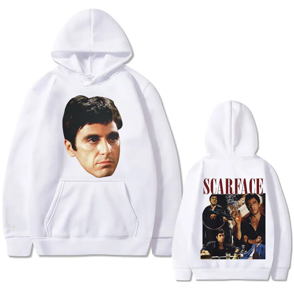Classic Vintage Movie Scarface Al Pacino As Tony Montana Graphic Print Hoodie Men Hip Hop Rock Sweatshirt Male Oversized Hoodies
