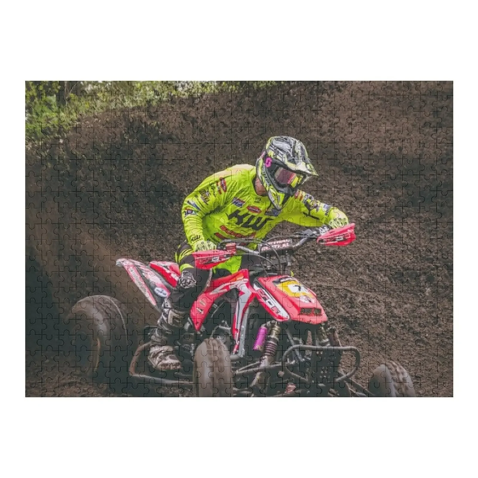 ATV Red Quad in the Mud! 4 Wheel Racing! Jigsaw Puzzle Wood Adults Personalised Jigsaw Puzzle