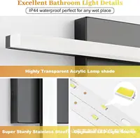 LED ห้องน้ํา Vanity Light Bar 16 นิ้ว 9W สีดํา IP44 ห้องน้ําโคมไฟเหนือกระจกโมเดิร์น Bath Wall โคมไฟ Sconce 2