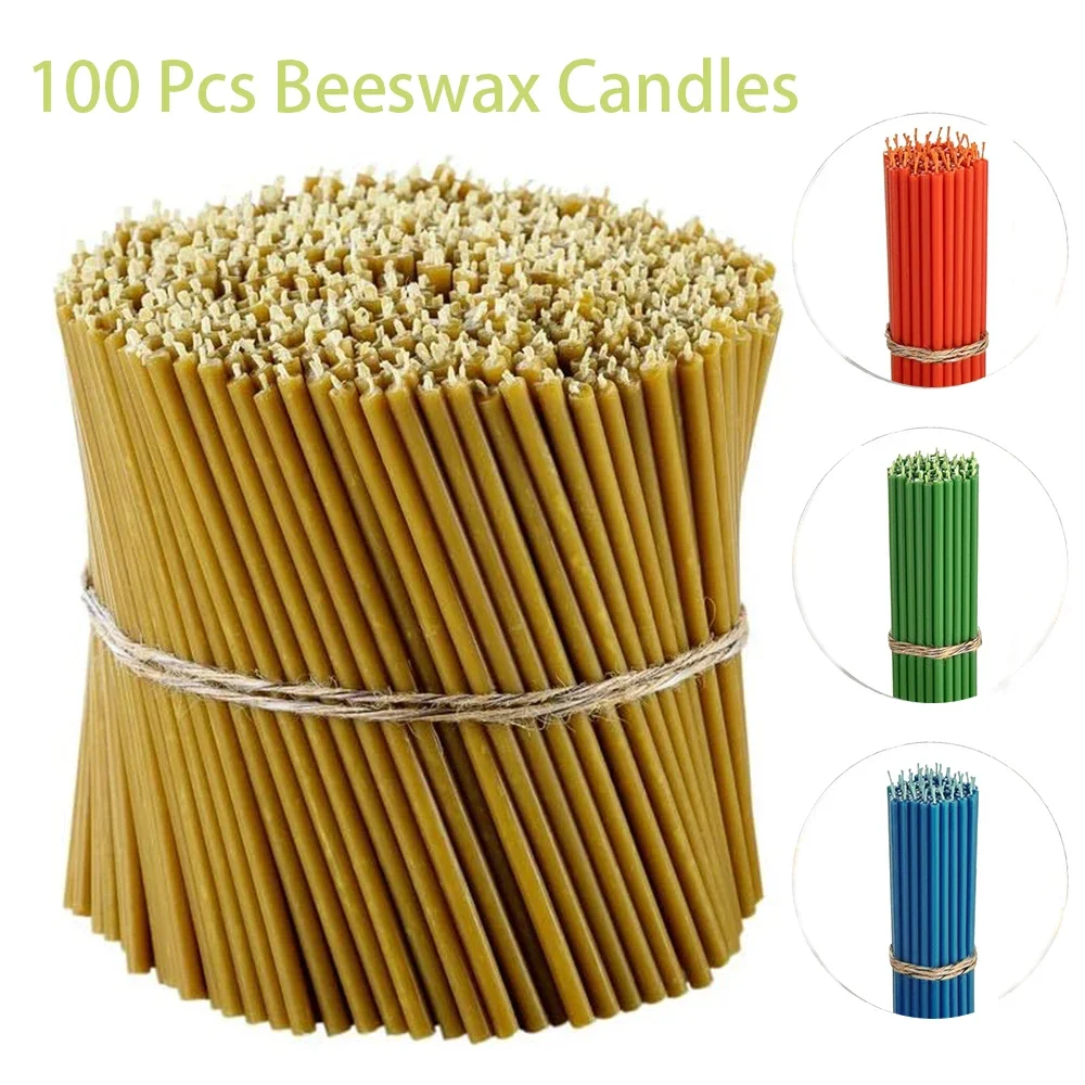 

100Pcs Pure Beeswax Candles Natural Beewax Honey Candles for Ritual Tealight Candles Church Religous Prayer Chrismas Decor