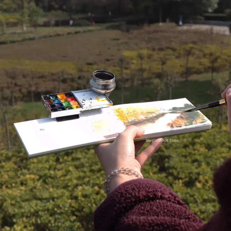 Portable Mini Travel Watercolor Suit Sub-package Paint Box Vintage Exquisite Small Square Box Color Palette Art Tools