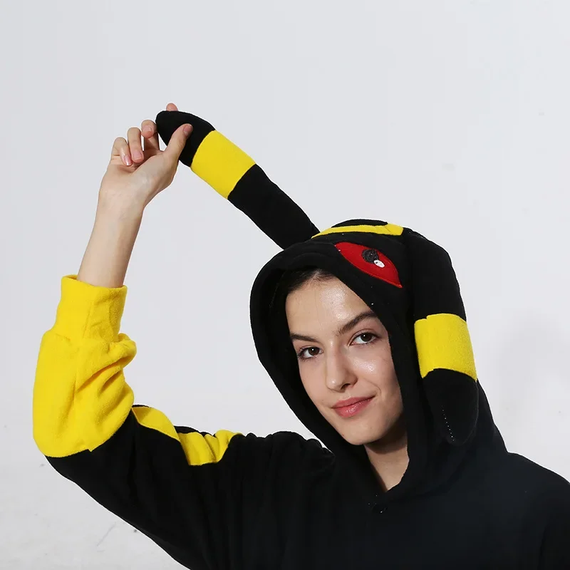 Adult Monster Kigurumi Onesie Black Yellow Pajamas Warm Fleece Animal Halloween Party Cosplay Costume Pyjamas