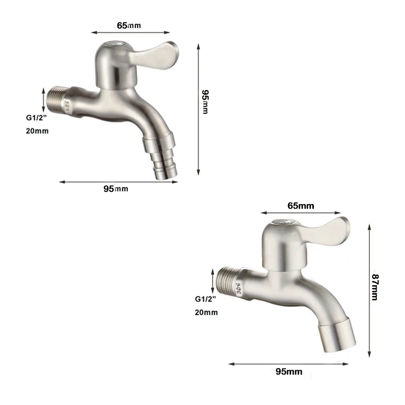 Bathroom Faucet Washing Machine Faucet Water Tap Faucet 304 Stainless Steel Wall Mounted