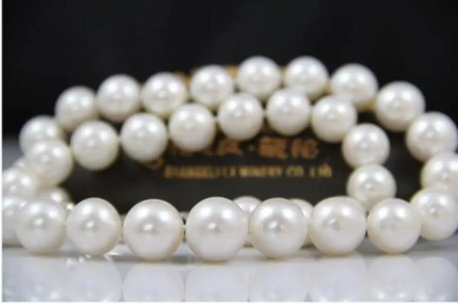 

fine JEWELRY natural Fresh water pearl round white light chain 12-13MM clavicle necklace 18inch